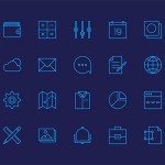 20 линейных иконок в PSD